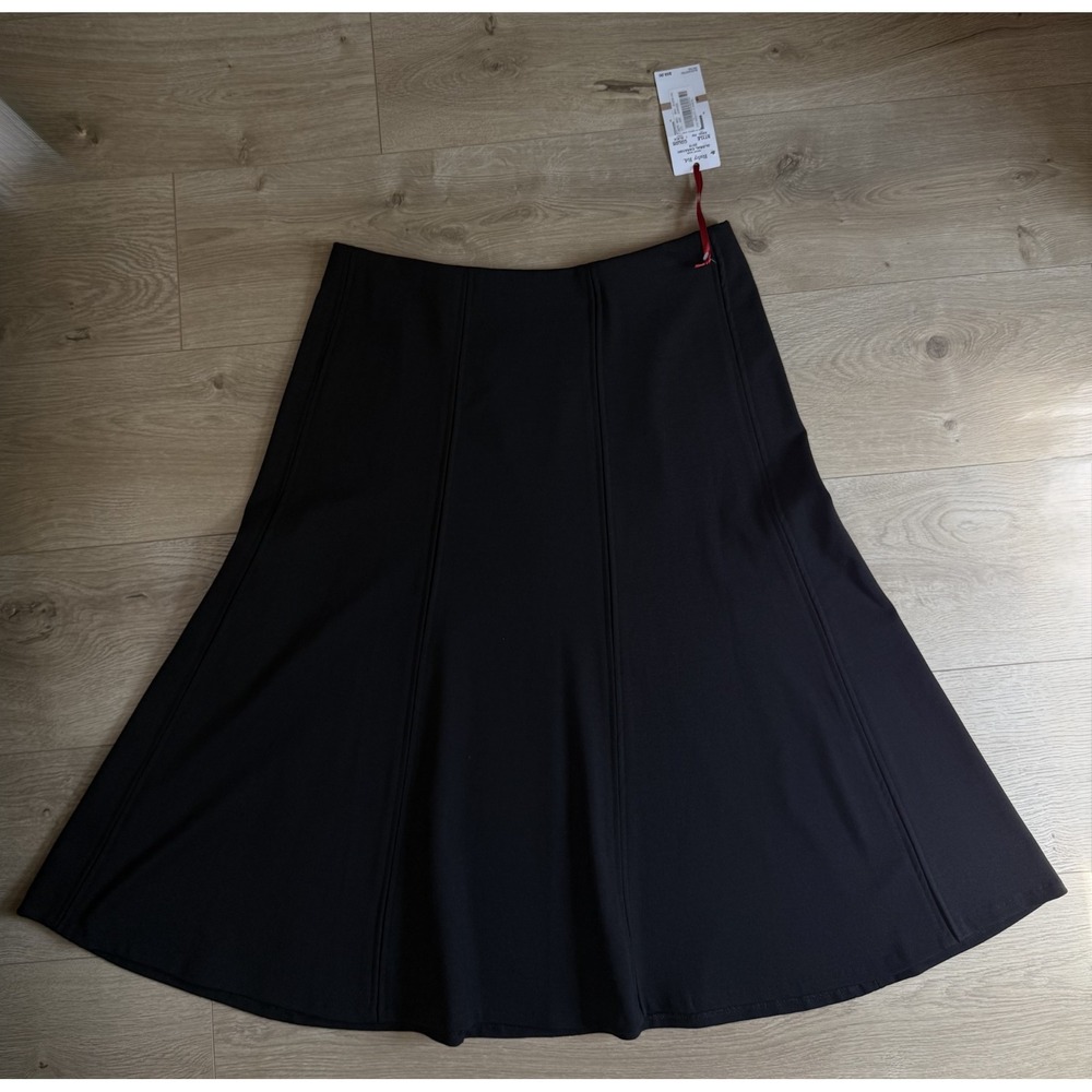 NWT Ruby Rd. panel midi skirt fit and flare a-line swing black stretch size 12